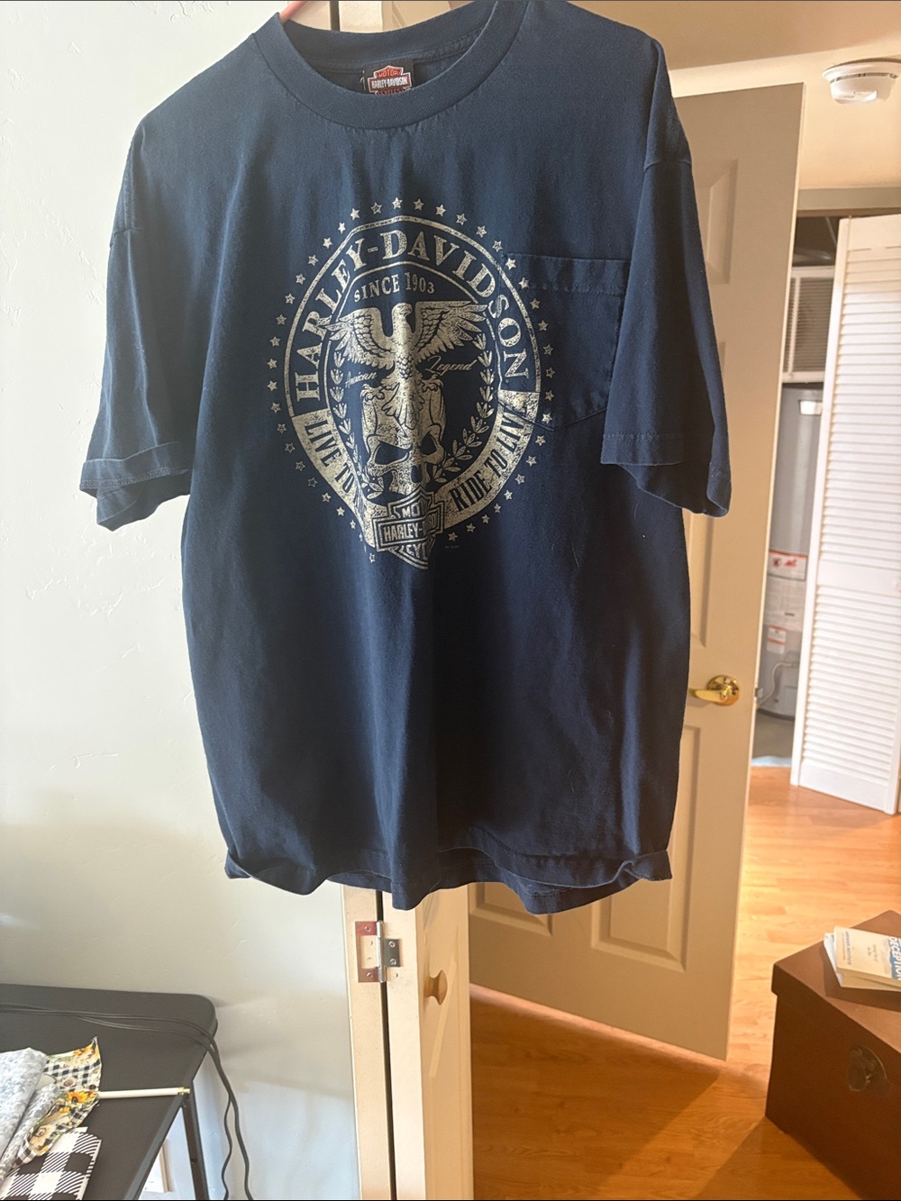 Harley-Davidson Navy Short-Sleeve Graphic Pocket Tee
